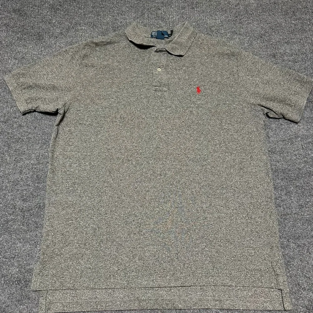 Polo Ralph Lauren Mens XL Gray Short Sleeve Pique Cotton Polo Shirt Red Pony